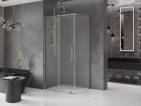 Mexen Velar, sprchový kút s posuvnými dverami 130 x 80 cm, 8mm sklo námraza, zlatá lesklá, 871-130-080-31-50