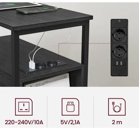 Odkladací stolík s integrovanými zásuvkami a USB portami ROD čierna