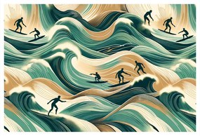 Obraz surfisti v akčnej krajine