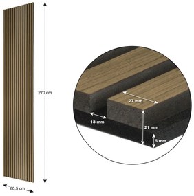 Akustický panel G21 270x60,5x2,1 cm, teak 63910194 2ks