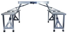 Skladací kempingový stôl so stoličkami biela/chróm