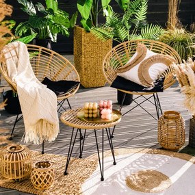 Set nábytku LEUCA boho pletený prírodný s dvoma vankúšmi SS22 818795