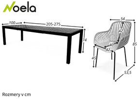 Noela Záhradný jedálenský set Grande Pasto + 8x kreslo GABY sivá