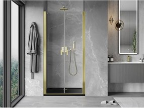 Mexen MIST, 2-krídlové sprchové dvere (d+d) 75x200 cm, 6mm číre sklo, zlatý lesklý profil, 8A7-075-000-50-00