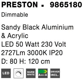 LED luster Preston 80 čierne