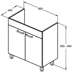 Ideal Standard Tempo - Skrinka pod umývadlo 800 mm, 2 dvierka, dub pieskový E3241OS