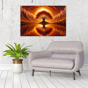 Obraz – Strom v krvavom slnku (90x60 cm)