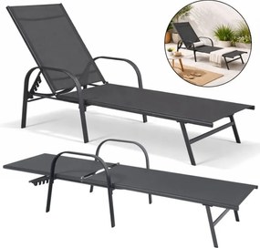 Polohovateľné záhradné lehátko tmavosivé