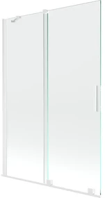 Mexen Velar, 2-krídlová posuvná vaňová zástena 120 x 150 cm, 8mm číre sklo, biely profil, 896-120-000-01-20