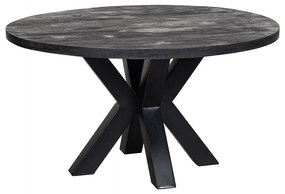Jedálenský stôl z mangového dreva Madison Black Ø 150 okrúhly Mahom