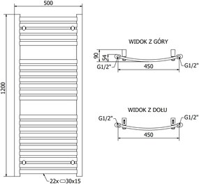 Mexen Helios, vykurovacie teleso 1200 x 500 mm, 567 W, biela, W103-1200-500-00-20