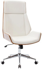 Kancelárska stolička Breda ~ koženka, drevo orech - Biela