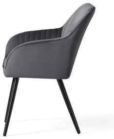 Sada dvoch jedálenských stoličiek FLORENCE zamatové, grafitové / čierne nohy (2 ks)