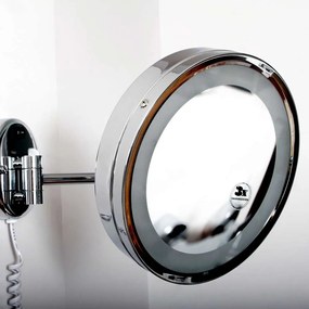 STEINBERG 650 nástenné kozmetické zväčšovacie zrkadlo s LED osvetlením (3-násobné zväčšenie), priemer 248 mm, chróm, 6509020