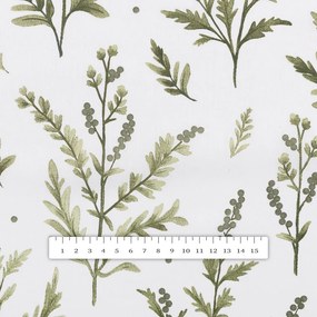 Biante Detské bavlnené posteľné obliečky do postieľky Sandra SA-718 Zelené vňate byliniek na bielom Do postieľky 90x140 a 50x70 cm