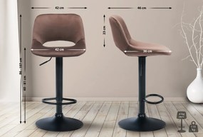 Barová stolička Camden - zamat, čierny rám - Hnedá