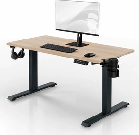 Elektrický stôl s reguláciou výšky ergonomický antracitový/dub sonoma,1200x600 mm: ARIA