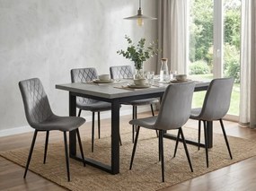 Sivá zamatová stolička TURIN s čiernymi nohami