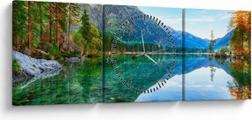 Obraz - Jazero Hintersee (s hodinami) (90x30 cm)