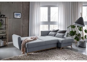 Svetlosivá rozkladacia rohová pohovka Miuform Scandic Lagom, pravý roh