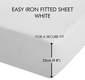 Biela napínacia perkálová plachta 90x190 cm Easy Iron Percale – Catherine Lansfield