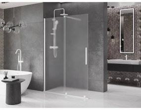 Mexen Velar, sprchová zástena s posuvnými dverami Walk-in 160 x 200 cm, 8mm sklo námraza, biela matná, 871-160-000-33-20