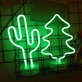 ACA Lighting Neónová lampička - Kaktus, 3x AA batérie, IP20