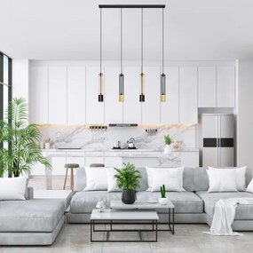 LED Luster na lanku BARS 4xGU10/4,8W/230V čierna/zlatá