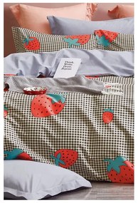 Predĺžené obliečky na jednolôžko z bavlny Renforcé s plachtou/3-dielne 160x220 cm Strawberry – Mila Home