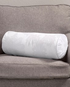 Valcový vankúš so záhybmi farba produktu biela látka lesklá, zapletaná, vzorované