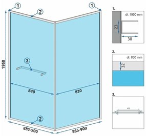 Rea Space In, sprchovací kút 90x90, čierna, REA-K8881