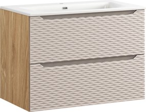 Comad Kúpeľňová skrinka s keramickým umývadlom Ocean Beige 80 cm - béžová