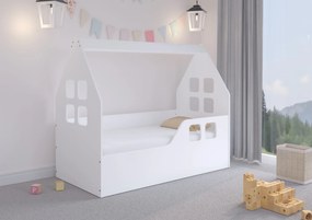 Wooden Toys Detská posteľ DOMEK 140x70 (pravá) + matrac