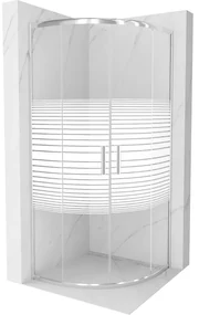 Mexen Rio, štvrťkruhový sprchovací kút s posuvnými dverami 80(dvere) x 80(dvere) x 190 cm, 6mm číre sklo s pásikmi, chrómový profil, 863-080-080-01-20