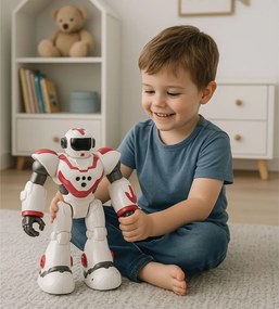 LEAN Toys Interaktívny diaľkovo ovládaný robot RC 16 funkcií Svetlá Zvuky Ružová