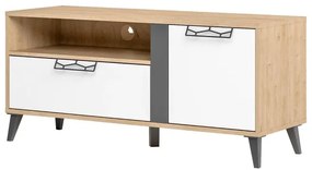TV stolek Moet 24 120 cm ořech americký Jackson/bílý/grafit