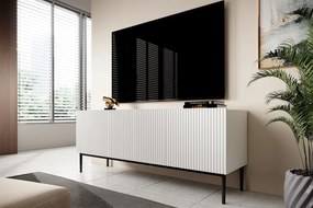 TV stolík Nicole 150 cm - biely mat / čierne nožičky