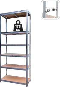 CH 6- policový kovový úložný regál Tosca XII. 200 X 90 X 40 cm