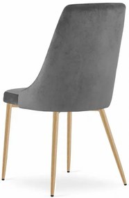Set 4 stoličiek IMOLA - sivý zamat / nohy vo farbe dreva