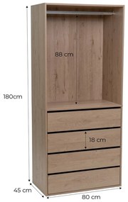 Otvorená modulárna skriňa v dekore duba v prírodnej farbe 80x180x45 cm Modular – Casa Selección