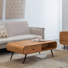 Konferenčný stolík z masívu mindi v prírodnej farbe 60x120 cm Mahón – Ixia