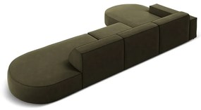 Zelená zamatová rohová pohovka (ľavý roh) Jodie - Micadoni Home