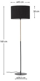Čierna stojacia lampa s textilným tienidlom (výška 160 cm) Canar – Kave Home