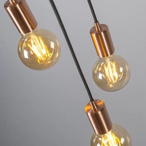 Závesné svietidlo v štýle art deco medené 3-svetlo - Facil