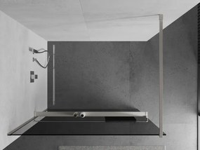 Mexen Kioto+, sprchová zástena Walk-In s poličkou a vešiakom 80 x 200 cm, 8mm šedé sklo, brúsená oceľ profil, 800-080-121-97-40