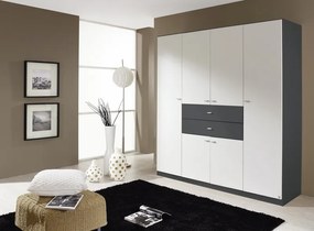 Šatníková skriňa Landsberg, šedá/bílá