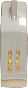 Béžový porcelánový domček s LED svetielkami Chrie - 8*5*18 cm