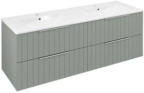 Sapho Sapho, CIRASA umývadlová skrinka s dvojitým umývadlom 141x54x46cm, verde strip, CR141-4444S-21