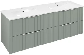 Sapho Sapho, CIRASA umývadlová skrinka s dvojitým umývadlom 141x54x46cm, verde strip, CR141-4444S-21