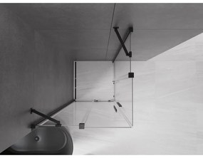 Mexen Velar Duo, sprchový kút s posuvnými dverami 90(dvere) x 90(dvere) cm, 8mm číre sklo, čierny matný profil, 871-090-090-02-70